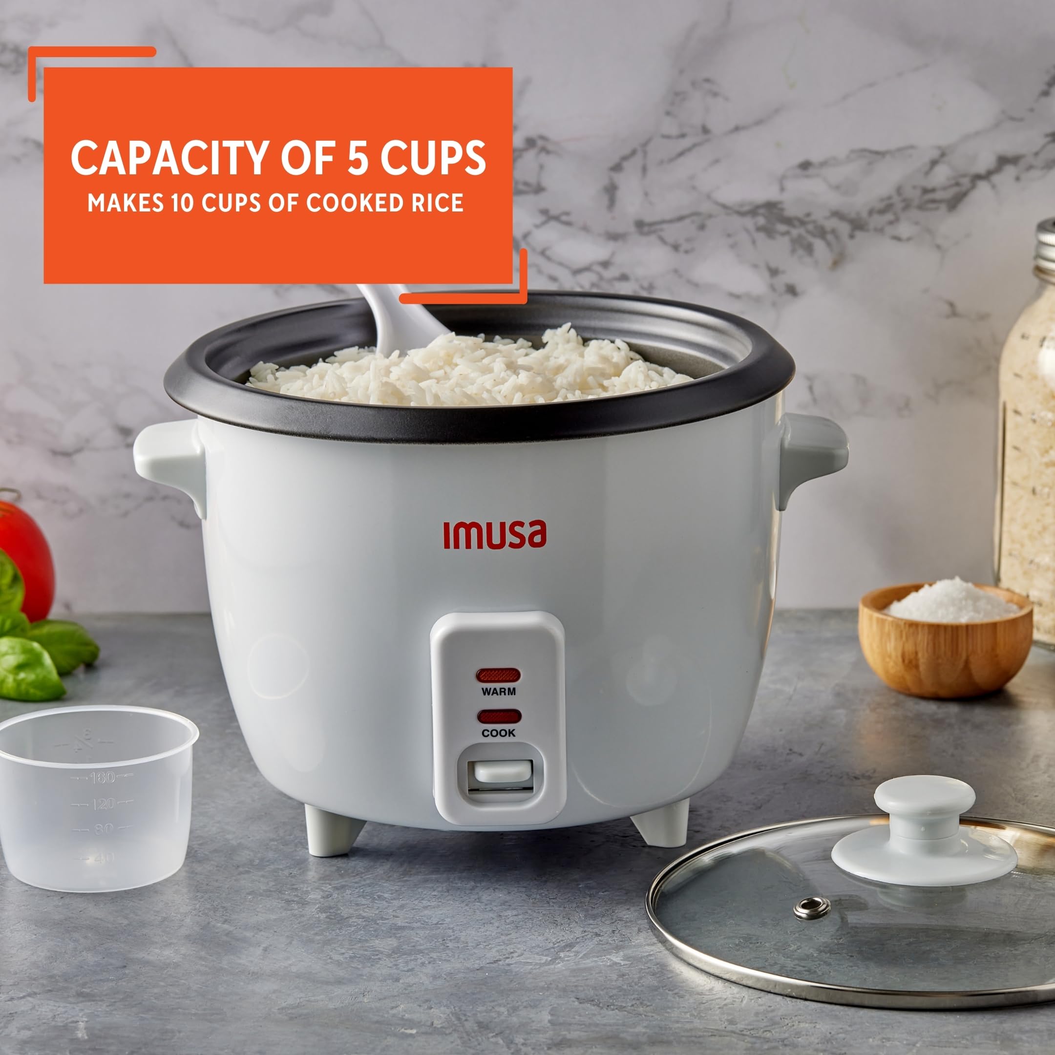 IMUSA USA GAU-00012 Electric NonStick Rice Cooker 5-Cup (Uncooked) 10-Cup (Cooked), White - Image 4