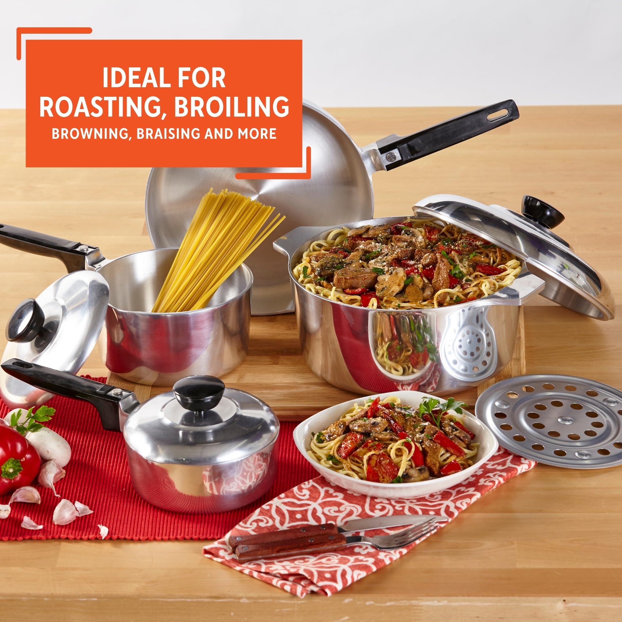 IMUSA USA Heavy Duty 8-Piece Cast Aluminum Cajun Cookware Set, Silver - Image 6