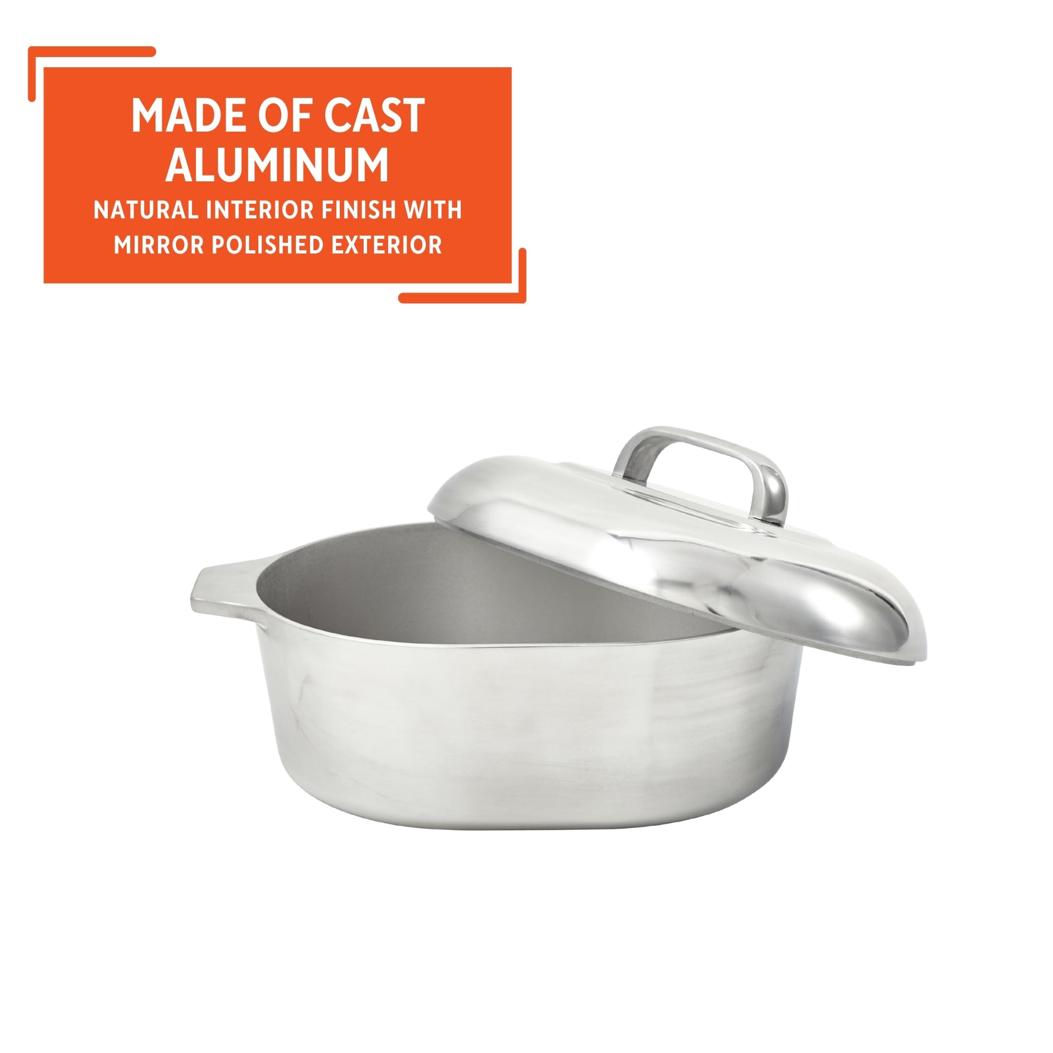 IMUSA USA Heavy Duty Cajun Oval Aluminum Roaster 15, Silver - Image 3