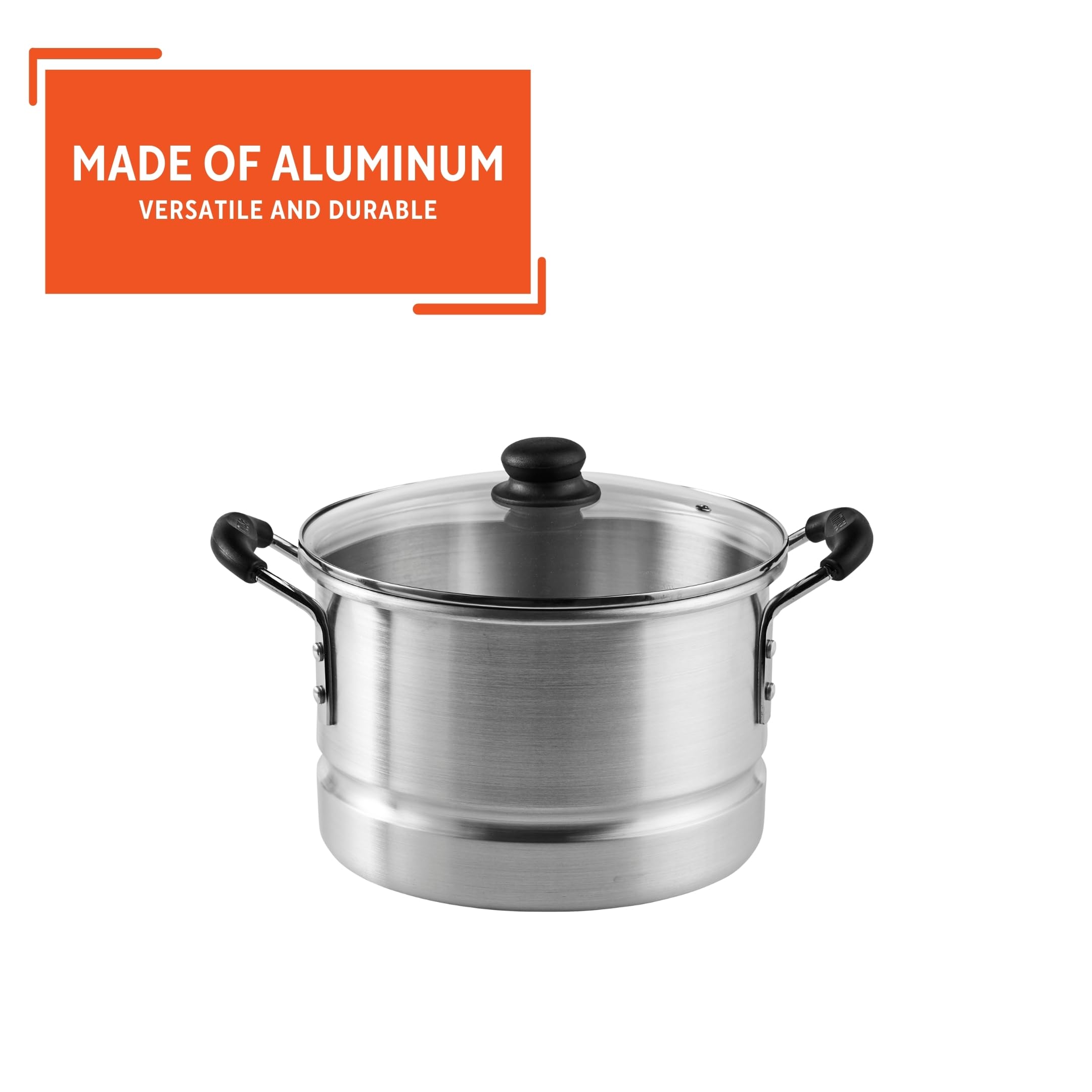 IMUSA USA MEXICANA-410 Aluminum Steamer with Glass Lid 10-Quart, Silver, 10Qt - Image 3