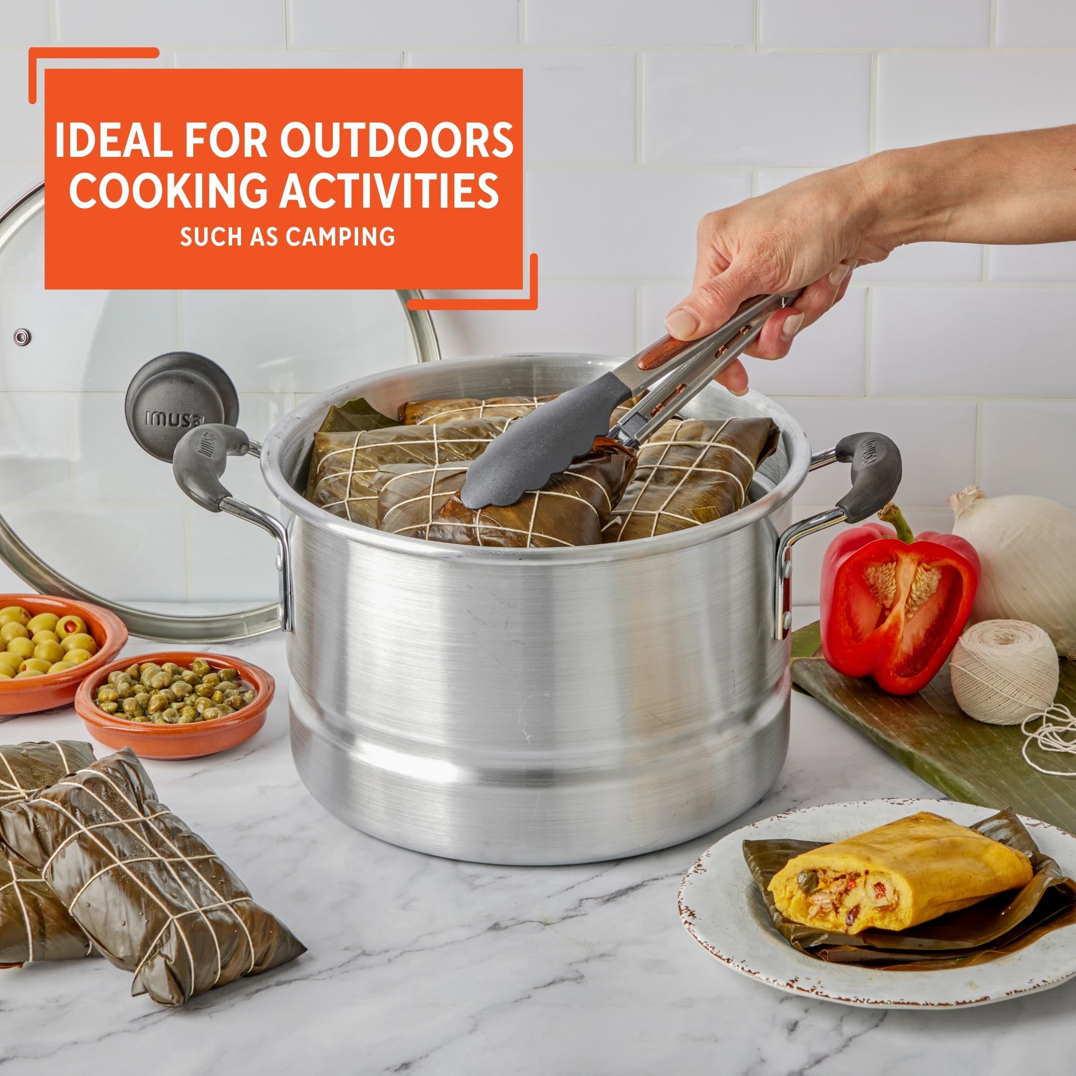 IMUSA USA MEXICANA-410 Aluminum Steamer with Glass Lid 10-Quart, Silver, 10Qt - Image 8