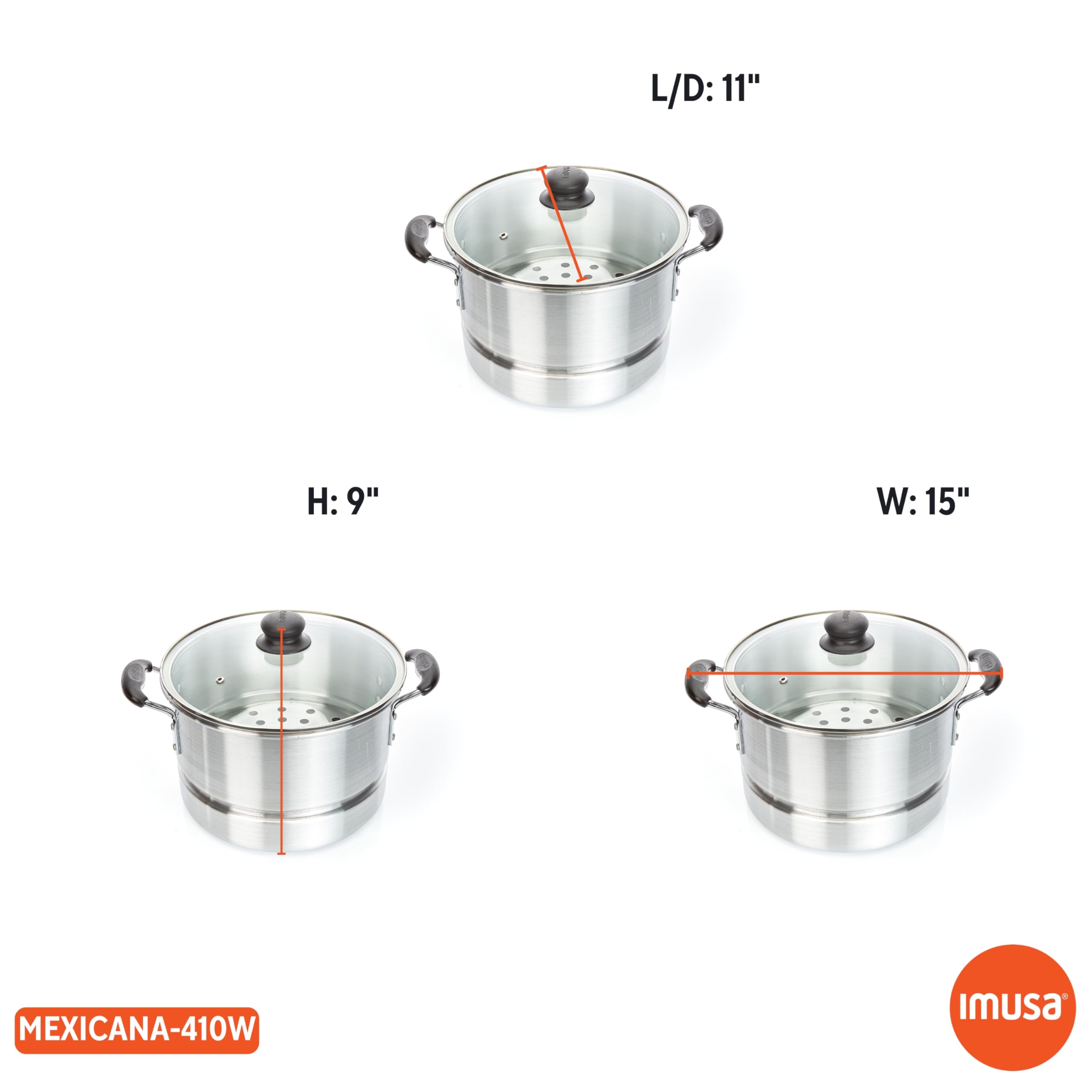 IMUSA USA MEXICANA-410 Aluminum Steamer with Glass Lid 10-Quart, Silver, 10Qt - Image 9