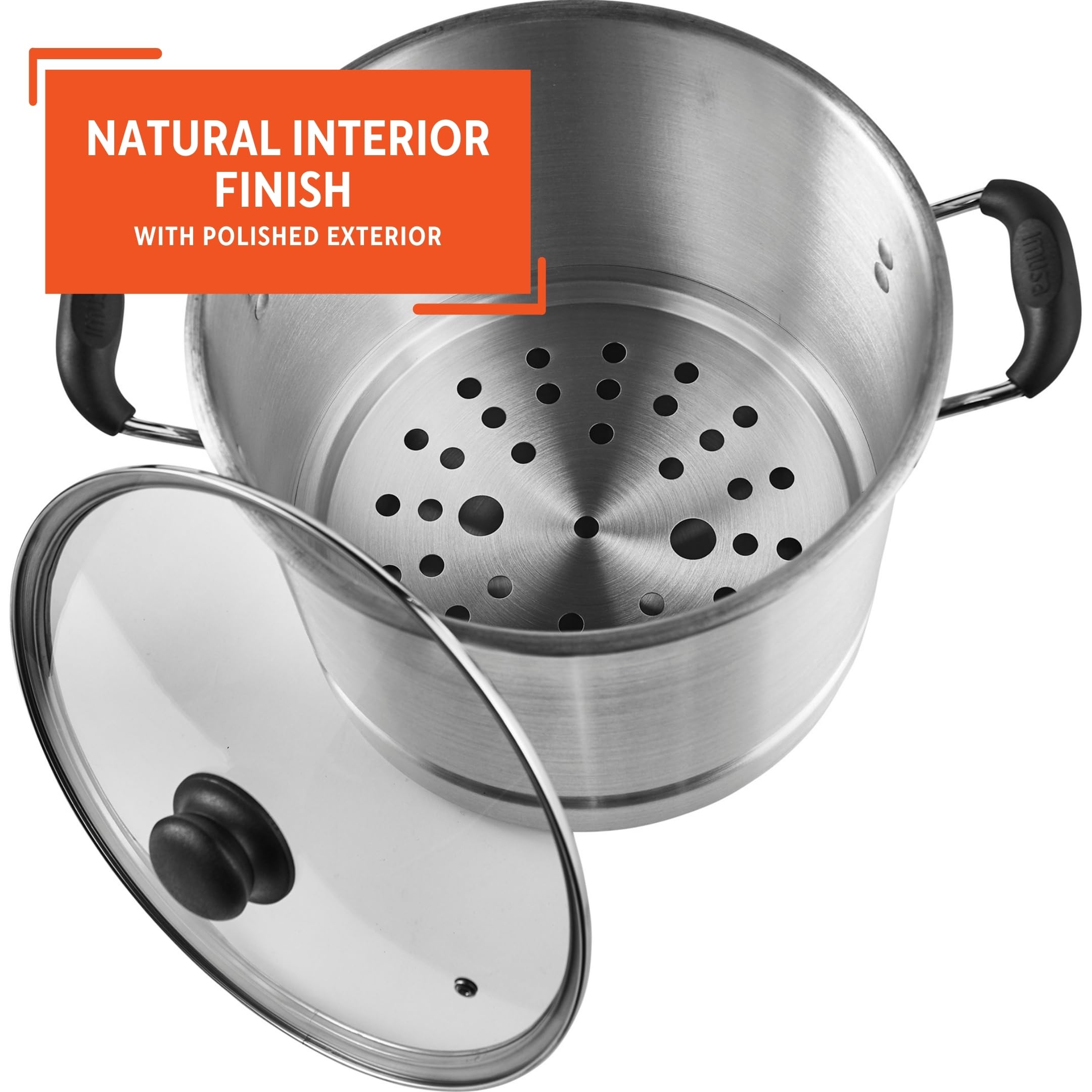 IMUSA USA Steamer with Glass Lid 20-Quart, Silver - Image 4