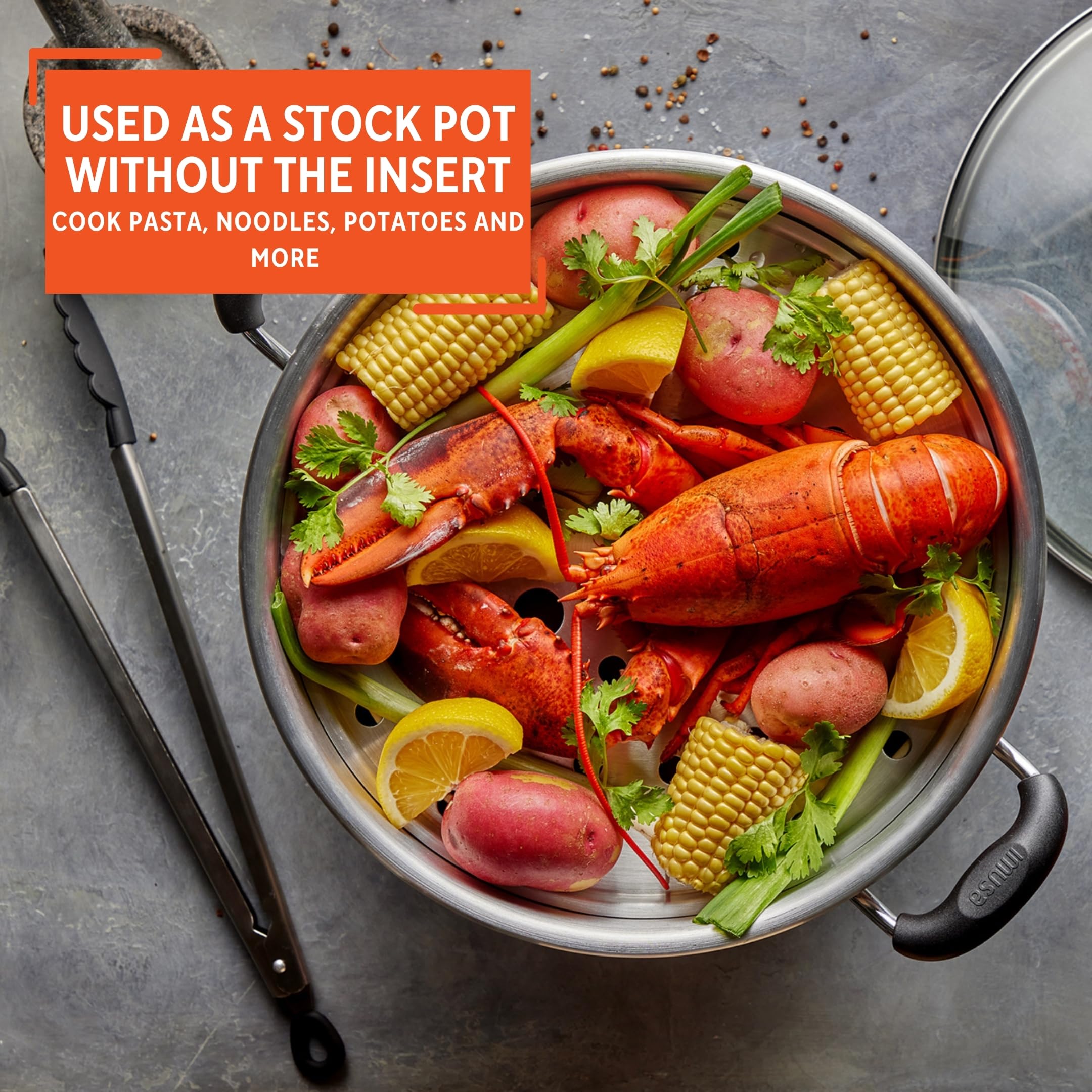 IMUSA USA Steamer with Glass Lid 20-Quart, Silver - Image 6