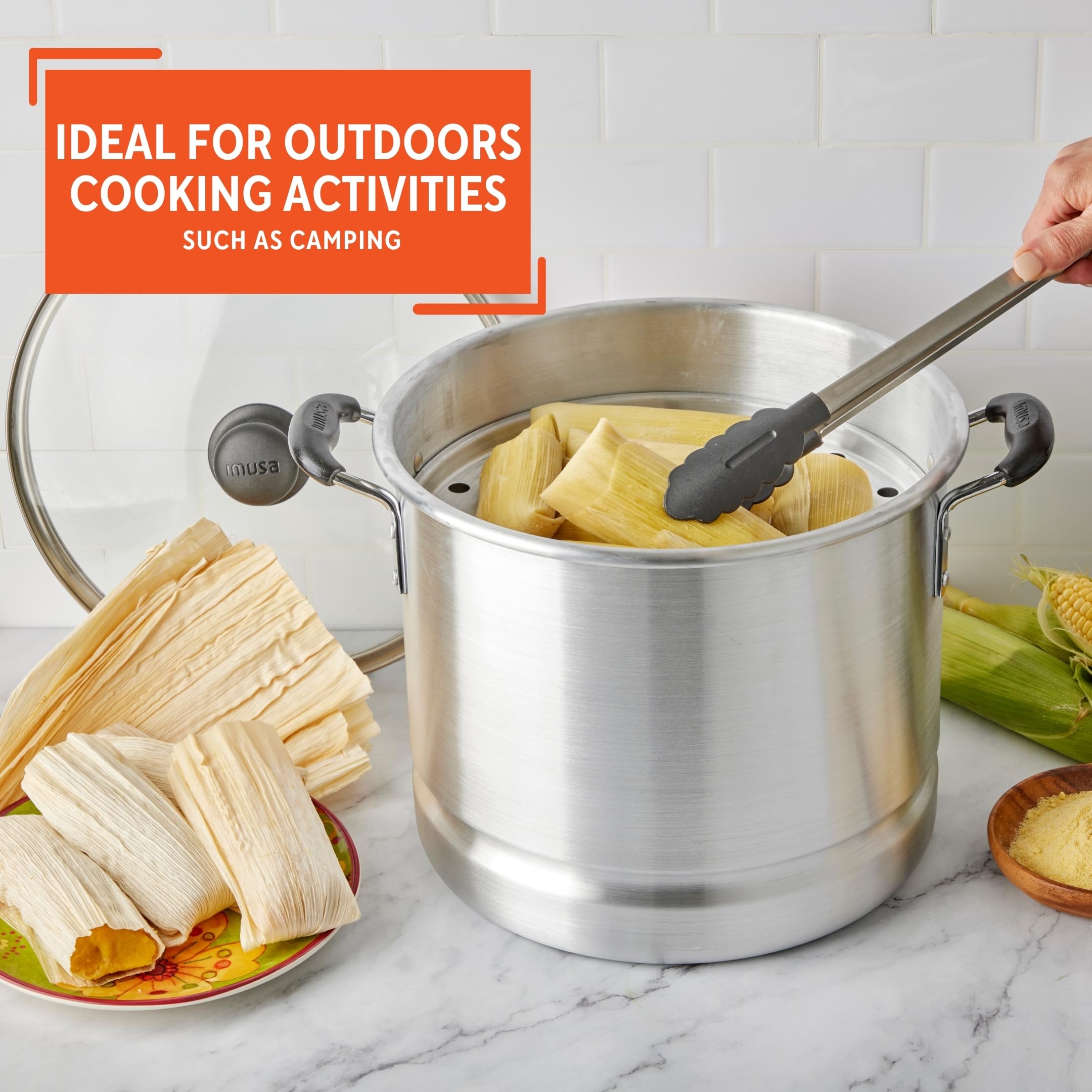 IMUSA USA Steamer with Glass Lid 20-Quart, Silver - Image 8