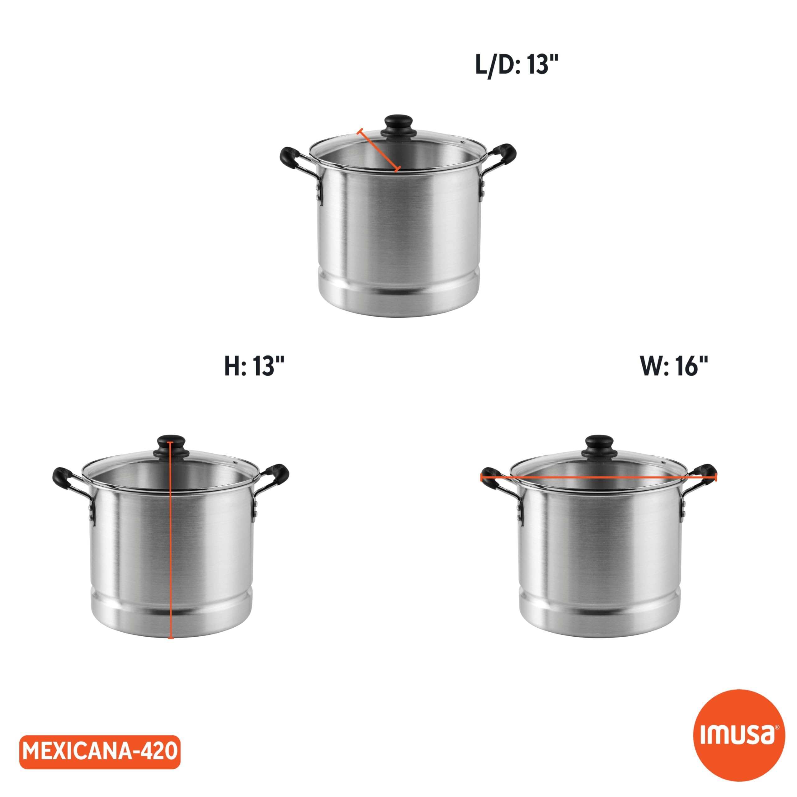 IMUSA USA Steamer with Glass Lid 20-Quart, Silver - Image 9